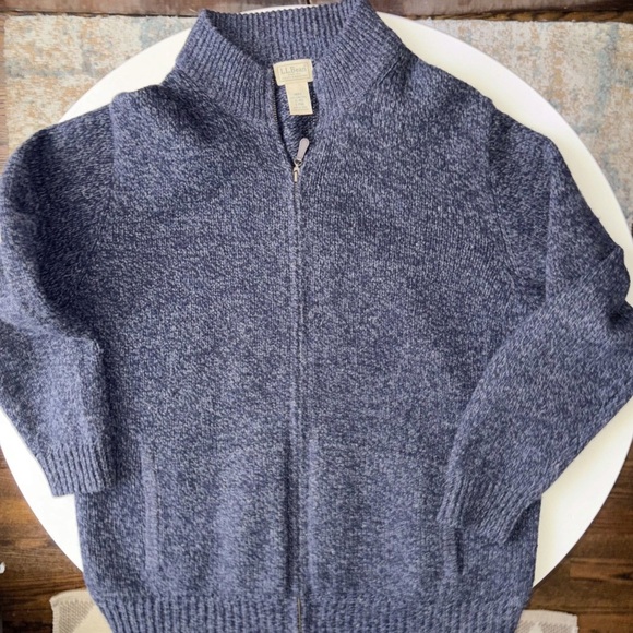 L.L Bean Men’s Lambswool Full Zip Sweater Navy Size XL - Picture 1 of 8
